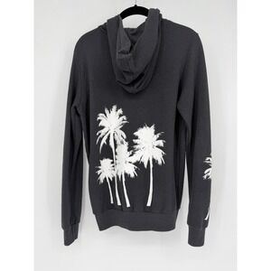 Californian Vintage Palm Tree Zip Up Hoodie Charcoal Gray Los Angeles Womens 12